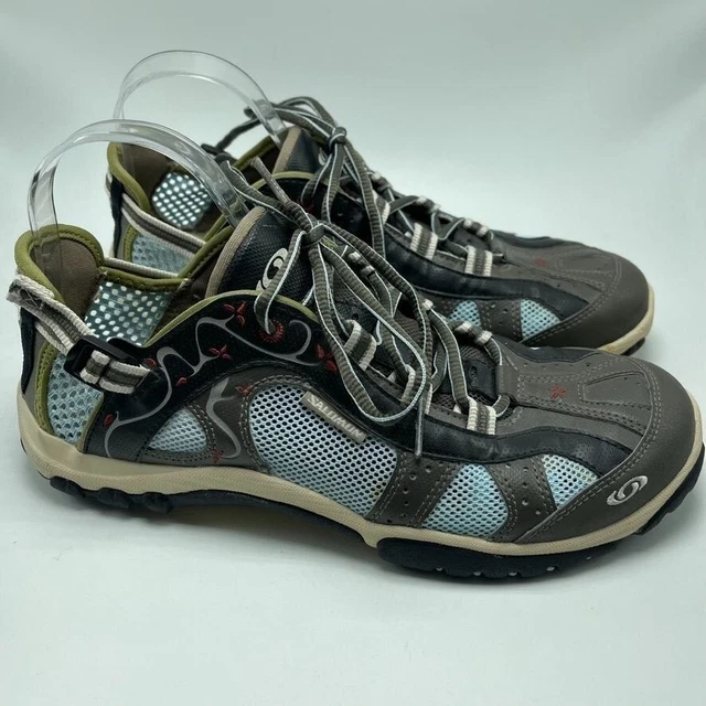 Salomon Womens Size 10 Gray Blue Techamphibian Contagrib Hiking Trail Mesh Shoes