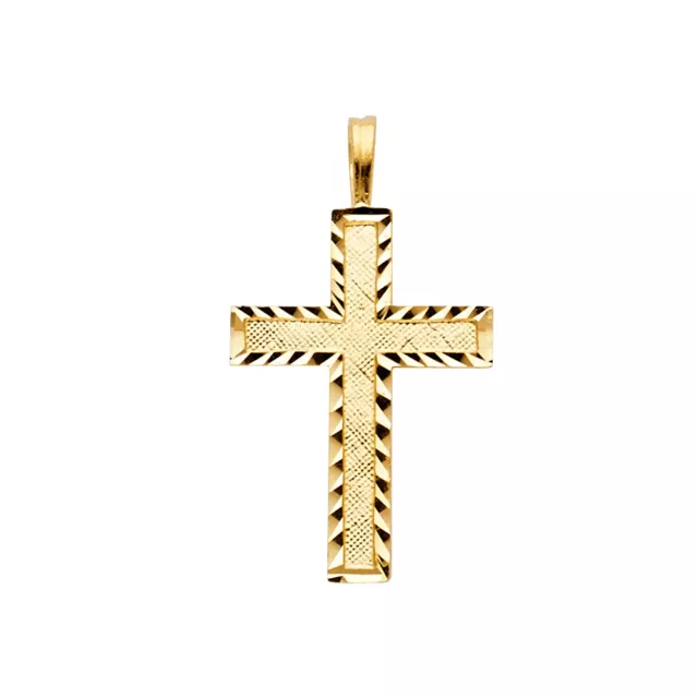 14K Yellow Gold Religious Cross Charm Pendant For Necklace or Chain