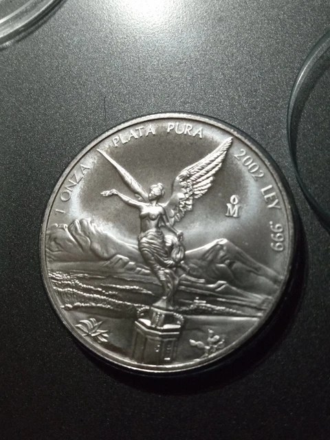 2002 Mexico Libertad Onza Plata Pura 1 Oz .999 Silver Original Mint Capsule Bu