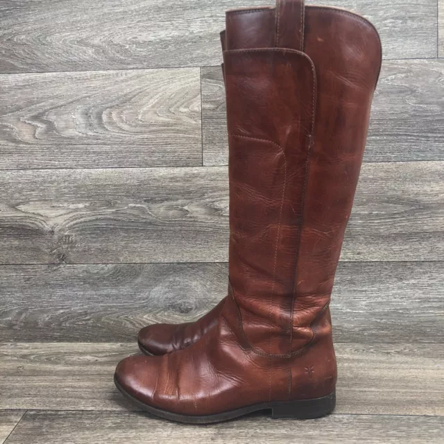 Frye Paige Tall Redwood Antiqued Italian Leather Women's Riding Boots Size 9