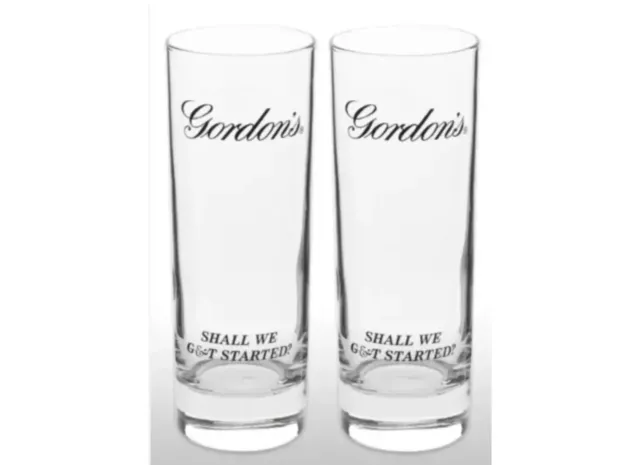 Gordon's Gin Tall Glass New & Rare X 2