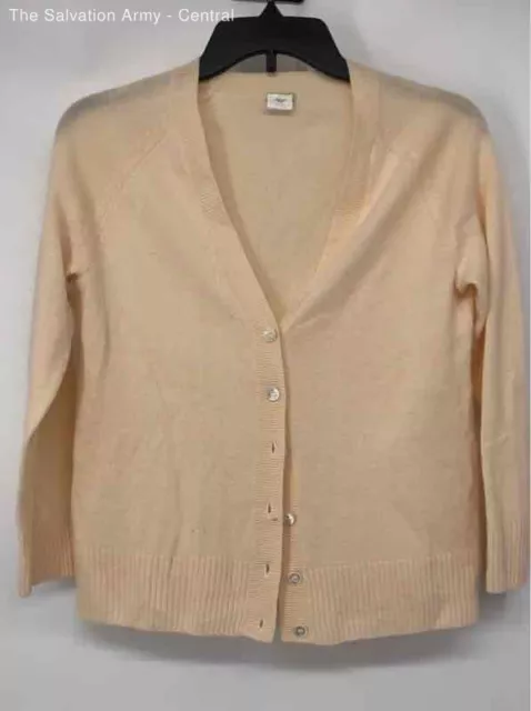 J. Crew Womens Ivory Cashmere Long Sleeve Button Front Cardigan Sweater Size M