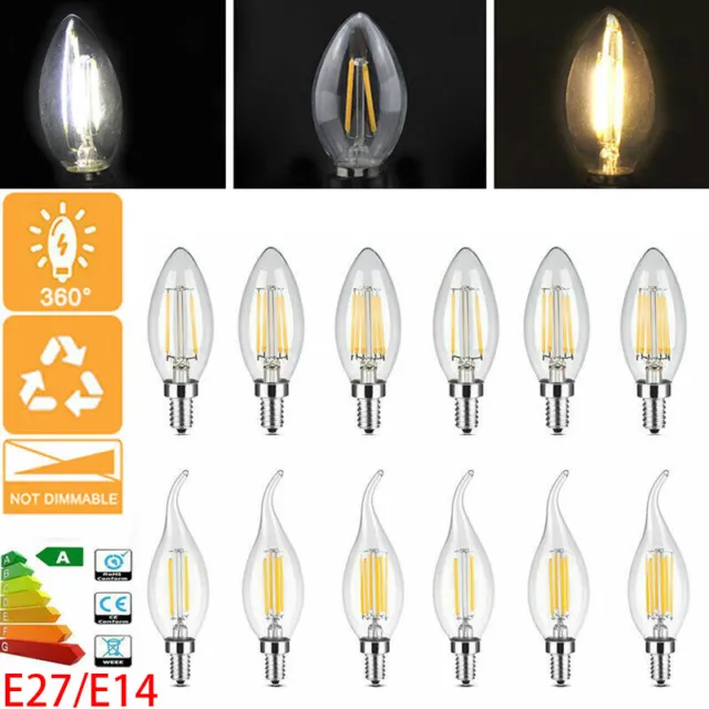 E27 LED Licht kerzenbirnen Filament Leuchtmittel Glühbirne Kerze Lampe Warmweiß