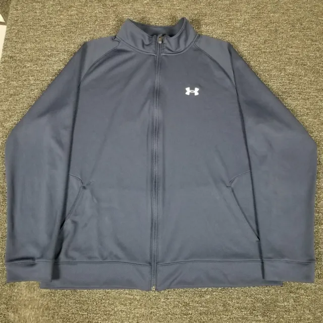 Under Armour Jacket Mens XL Blue Full Zip Track Mock Neck Embroidered Logo