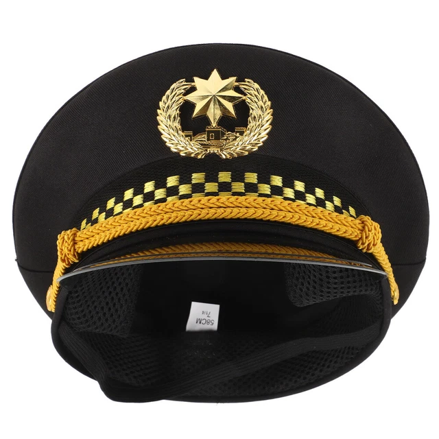 EMBROIDERED CAPTAIN HAT Sailor Captain Costume Hat Navy Hat Adult Yacht