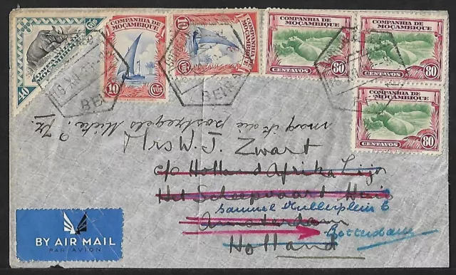 Cubierta Redirigida Por Correo Aéreo De La Compañía Mozambique A Los Países Bajos 1939