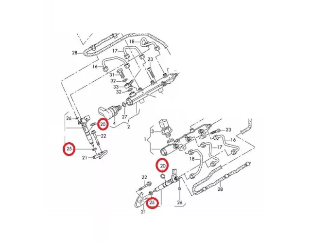 6x BOSCH Dichtung O-ring für CR Einspritzdüse VW Touareg AUDI A4 A5 Q7 3,0 TDI 3