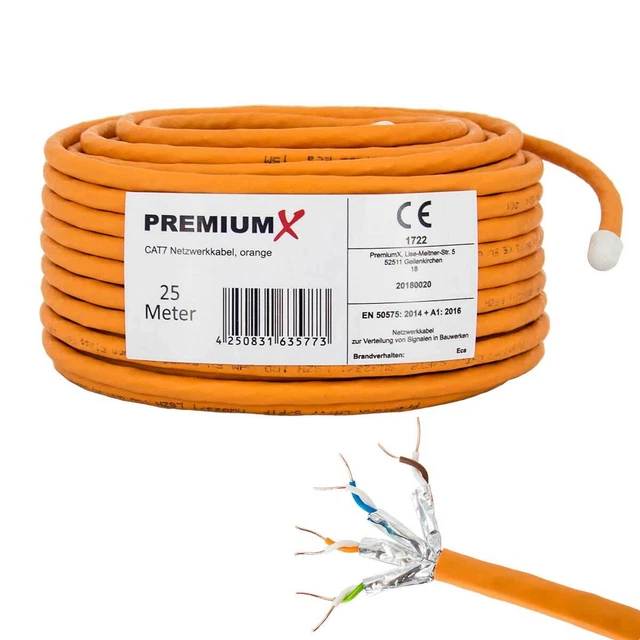 CAT 7 25m Netzwerkkabel S/FTP Simplex LAN Kabel Ethernet Datenkabel Verlegekabel