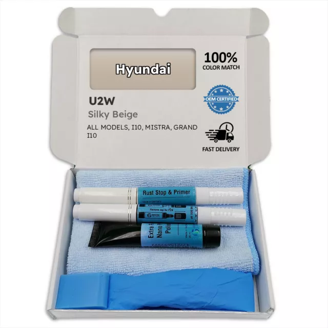 U2W Silky Beige Touch Up Paint for Hyundai I10 MISTRA GRAND Pen Stick Scratch C