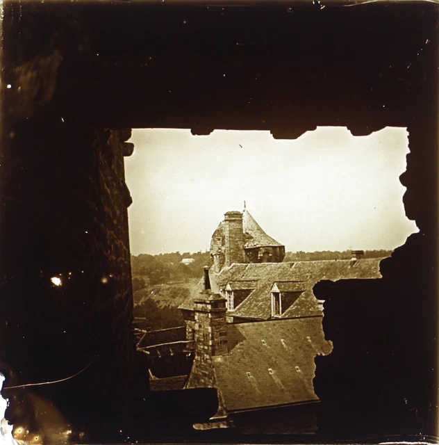 FRANCE Vitré Le Château 1933 Photo Vintage Plaque verre P74L31n