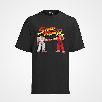 Bio T-shirt Uomo Retrò Street Fighter Team RYU VS KEN Capcom shirt Arcade