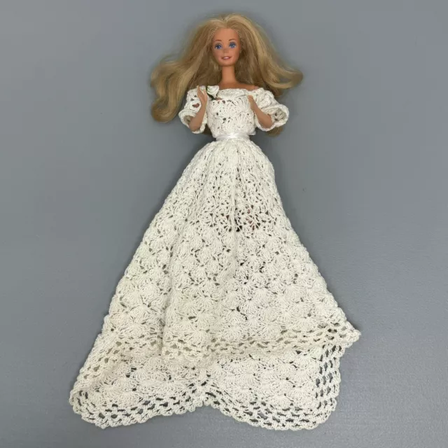 Vintage 1966 BARBIE TWIST TURN Crocheted Dress Pink Skin Tone Philippines Blonde 2