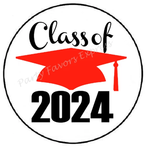CLASS OF 2024 Red Graduation Envelope Seals Labels Stickers Favors 2.