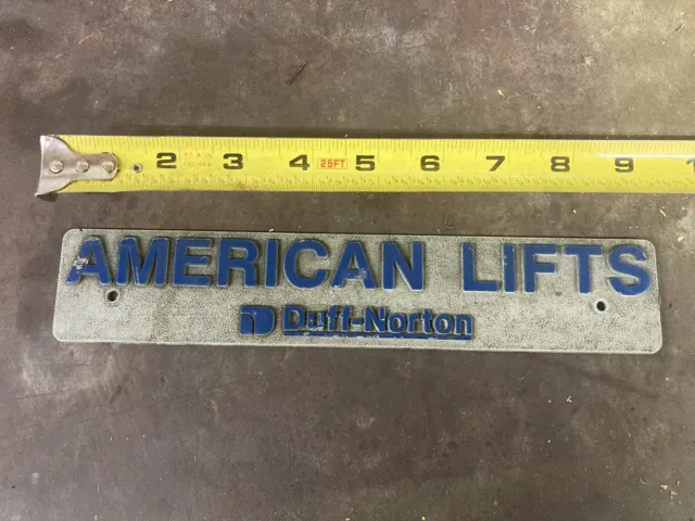 American lifts 9x2 machine plate Duff-Norton vintage