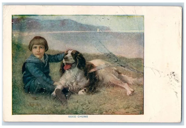 Fargo North Dakota ND Postcard Good Chums Irish Setter Dog And Boy 1908 Antique