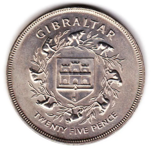 25 Pence 1977 Gibraltar [Sup / XF ] Krönungs - Elizabeth II - Kupfernickel