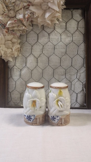 Vintage Ceramic Salt and Pepper Shakers - Hand-Painted Floral Design