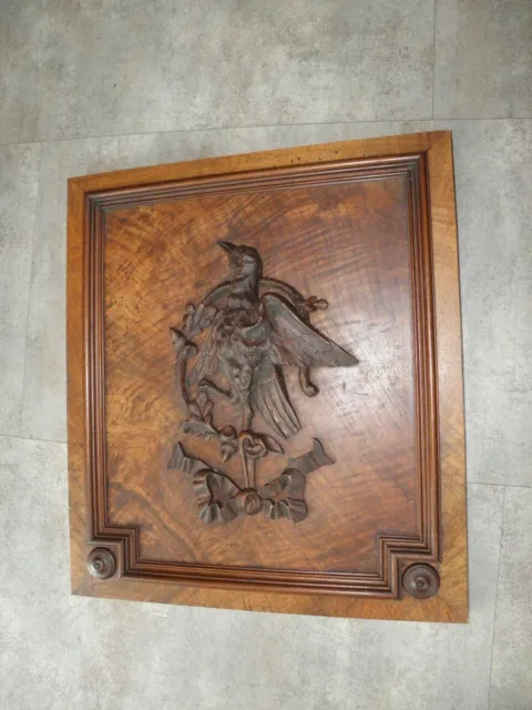 antique wall panel WOOD Hand Carved Trophy Bird old BLACK FOREST Frame Hunt Them