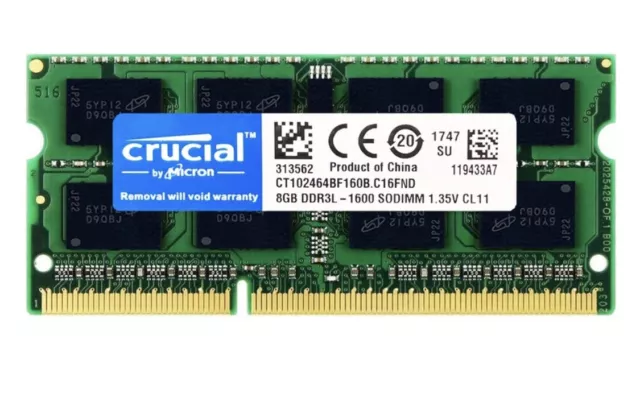 RAM Crucial CT102464BF160B DDR3L 8Go 1600Mhz 1.35v 12800 SODIMM Laptop neuve