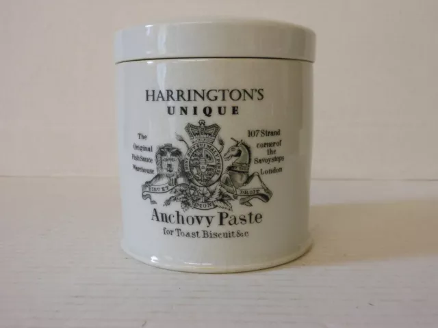Rare Antique? Vintage Harrington's Unique Anchovy Paste Crockery Pot w/ Lid