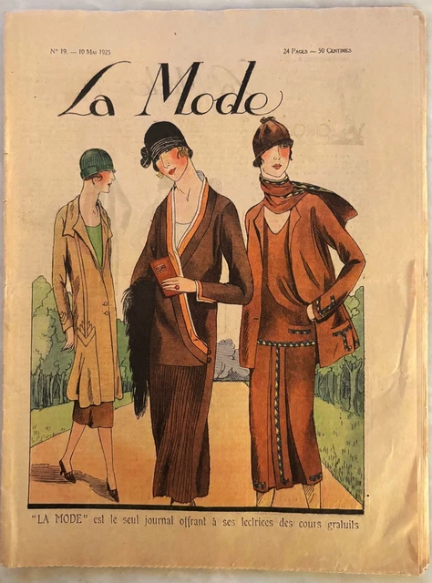 Revue Ancienne LA MODE N°38 Du 23 Septembre 1923 - Couture Chapeaux Et Supplément Broderie