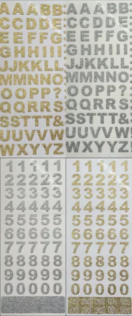 Capital Alphabet Letters or Numbers Self Adhesive Glitter Sticker Embellishment