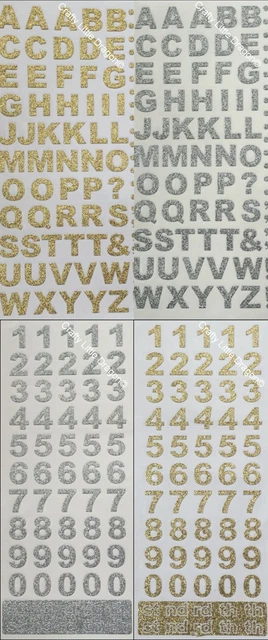 CAPITAL ALPHABET LETTERS or Numbers Self Adhesive Glitter Sticker ...