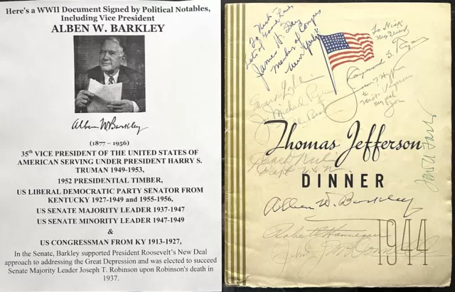 Wwii Truman Vice President Senator Congressman Ky Barkley/Etc Autographs Signed!