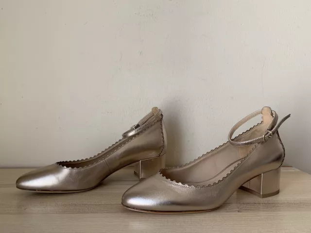 Display VIA SPIGA Women sz 8M light gold leather Ankle strap pumps shoes