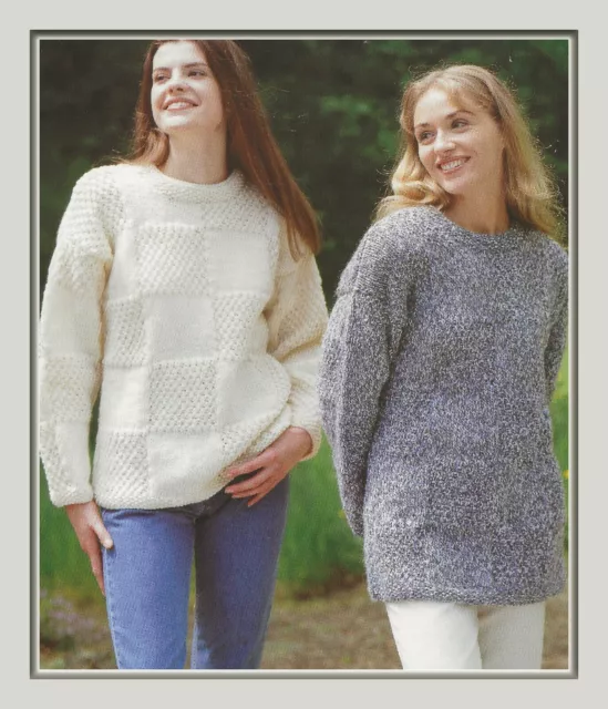 Ladies Chunky Easy Knit Sweaters Knitting Pattern 28-44" 1331