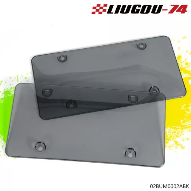 Tough Tinted Smoke License Plate Tag Holder Frame Bumper Shield Cover 2Pcs