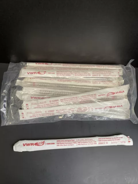 VWR Serological Pipette 25 ml Polystyrene Plugged Total of 17 Pipets