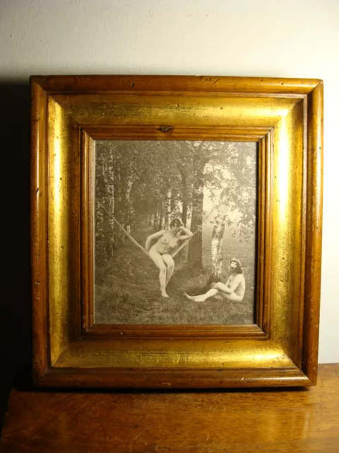 Erotik Alte Akt Photographie Mädchen Allegorie Diana Bild in Holzrahmen um 1920