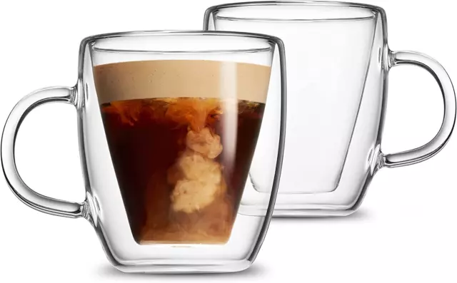 Artisan Roast Double Walled Heart Coffee Mug Thermo Glass Set of 2