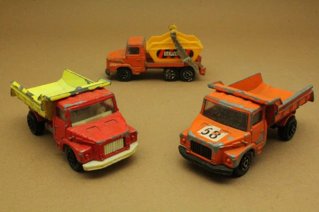 Lot De 3 Camions / Engins Majorette échelle 1/100 - Occasion, Bon état, Marque Matchbox