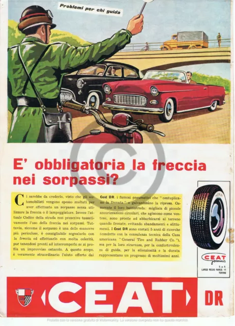 PNEUMATICI CEAT PAGINA PUBBLICITA' ANNI 50 - 21 X 28 cm ADVERTISING