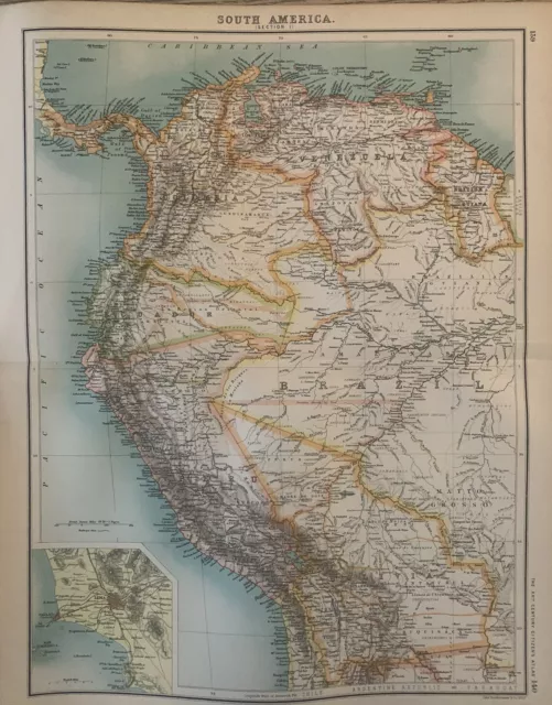 1902 Northwest South America Original Antique Map by John Bartholomew