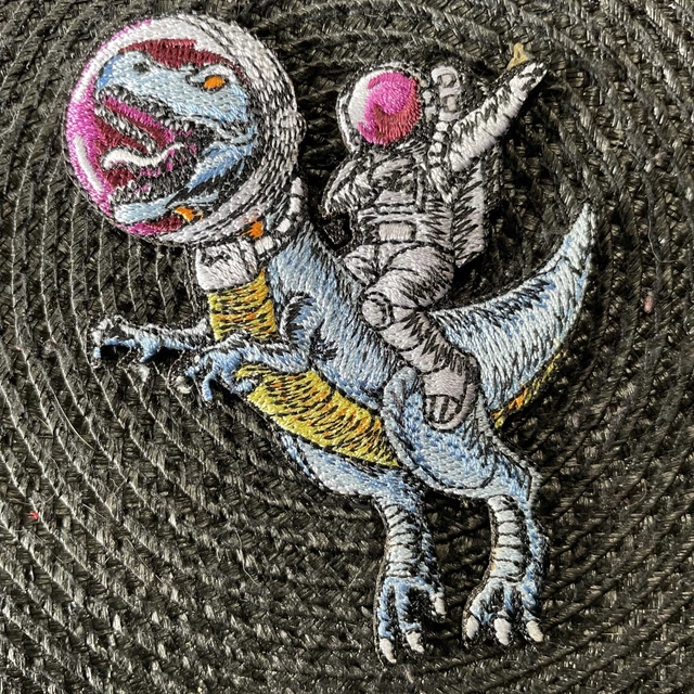 T-Rex Dinosaur Patch Embroidered Iron On Astronaut Dinosaur Nasa Tyrannosaurus