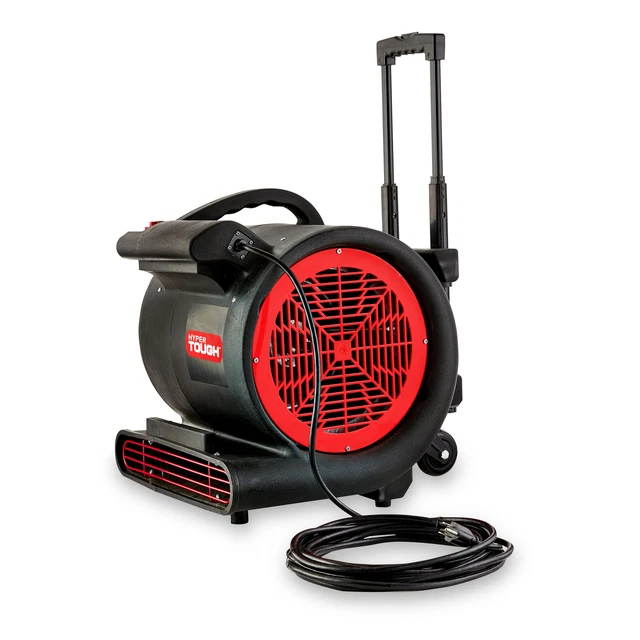 1 HP 3-Speed Utility Fan, Air Mover Floor Carpet Dryer with 25Ft Powercord Black