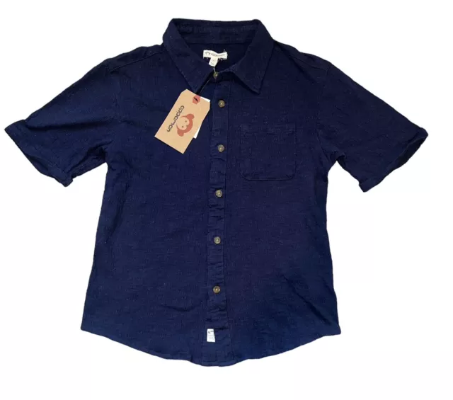 Boy's Appaman Navy Gauzy Short Sleeve Button Down Beach Shirt in size 10 NWT