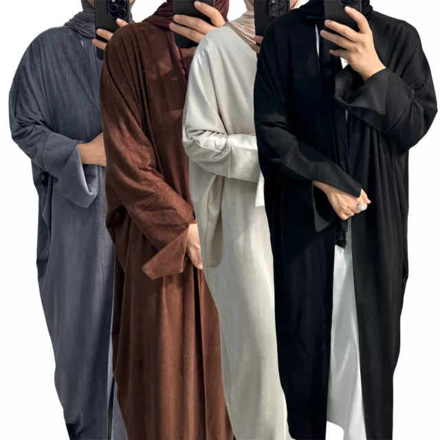 Islamic Women Open Kaftan Abaya Muslim Caridgan Long Dress Ramadan Kimono Robe