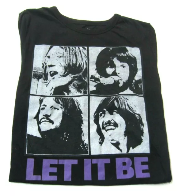 The Beatles Let it Be Womens Medium Black Top Graphic Shirt Rock 'n Roll