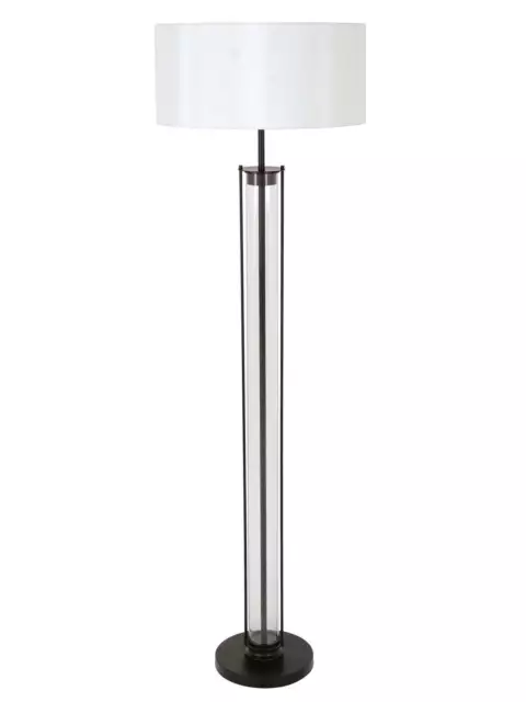 Beacon Lighting Iris 1 Light Floor Lamp in Black/Glass