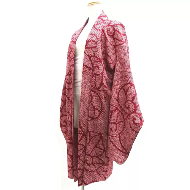 9117D3 Silk Vintage Japanese Kimono Haori Jacket Shibori Long