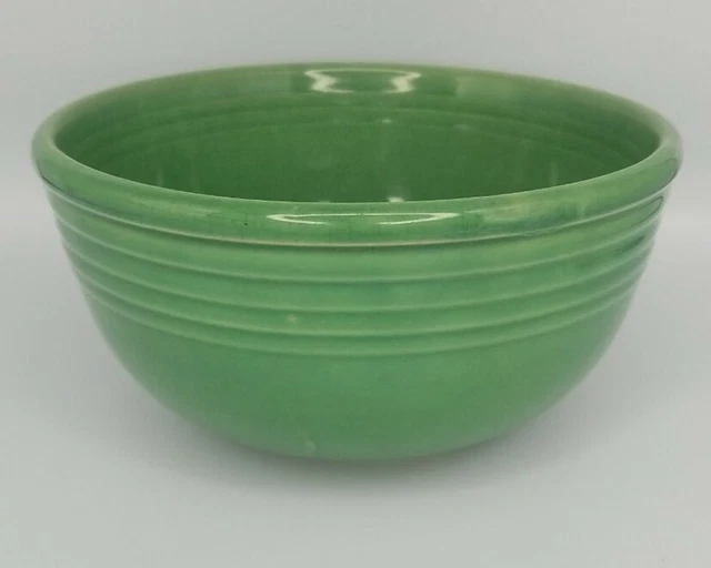 VINTAGE GREEN RIBBED Ring Stoneware Pottery Mixing Bowl 7.5 Inch