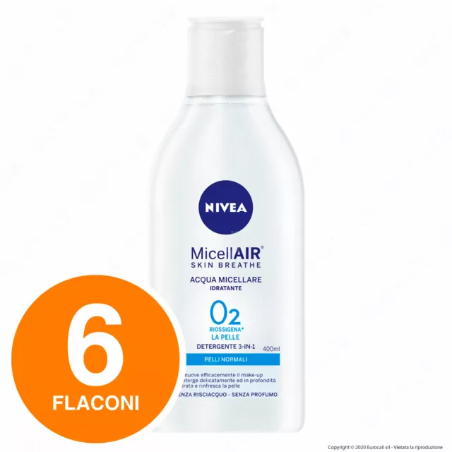 6x Nivea Acqua Micellare Idratante Detergente Micellair Skin Breathe da 400ml