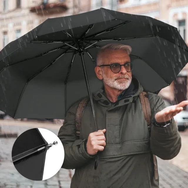 Regenschirm Automatik Stabil Sturmsicher Windfest Groß Herren/Damen Schwarz