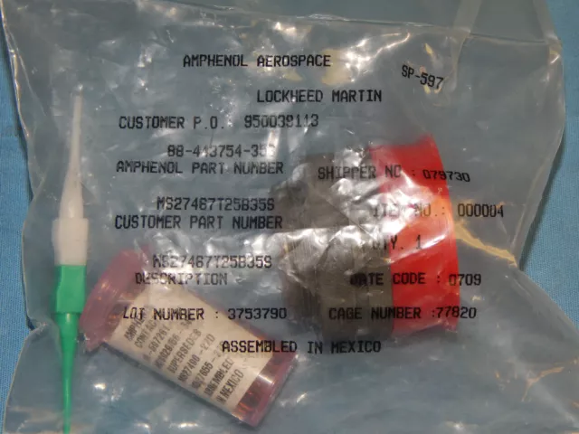 Amphenol MS27467T25B-35S Mil-Spec Connector w/ Gold Pins 88-443754-35S 128 POS