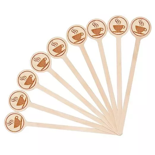 100Pcs Coffee Stirrers-5.9 Inch Natural Wooden Stir Sticks with Round Ends,