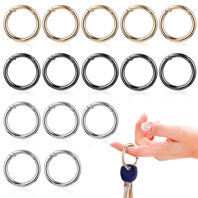 15 Pcs O Ring Snap Clip Hooks Metal Secure Holder Gold Key Rings Accessories